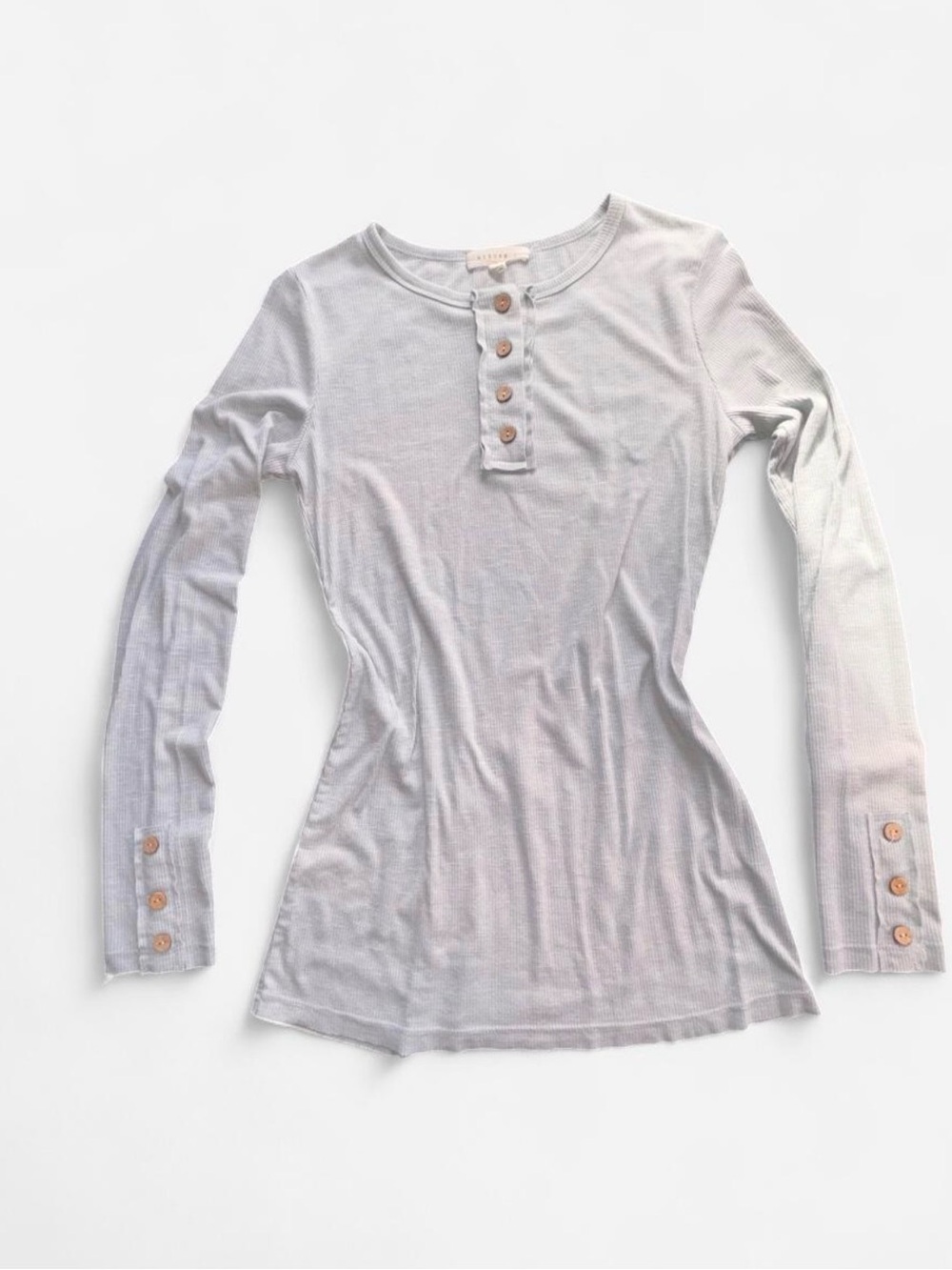Reborn J Ribbed Henley Long Sleeve Top with button detail details